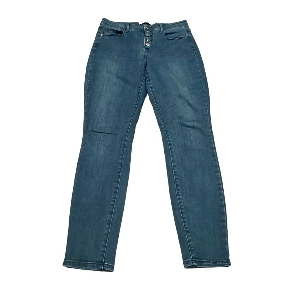 JustFab Button Front High Rise Jeans Medium Wash Size 29